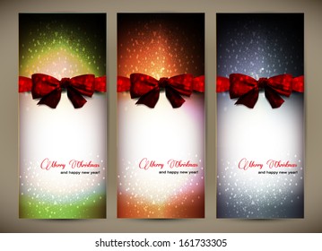 Holiday Banners Red Bows Copy Space Stock Vector (Royalty Free) 159716120