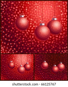 Three Christmas decorative balls vector background