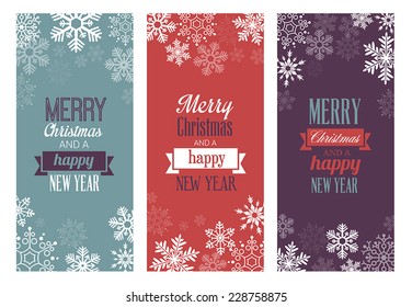 Three Christmas greetings cards for web or print.