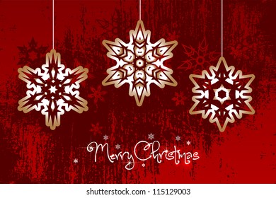 Three Christmas grunge abstract flakes