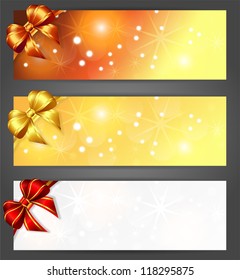 three christmas horizontal banners , vector illustration, contains gradients and transparency, eps10