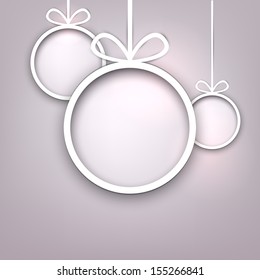 Three christmas paper round balls. Vector eps10.