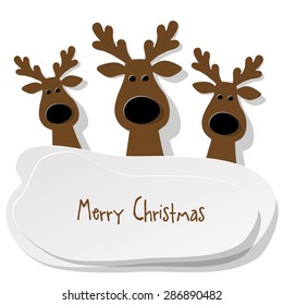 Three Christmas Reindeer brown on a white background