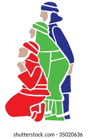 Three Christmas Shepherds in Vector Format