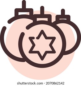 Drei Weihnachtsbaumdekorationen, Illustration, Vektorgrafik, auf weißem Hintergrund.