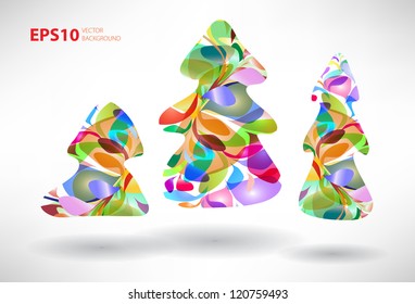 three Christmas tree on white background