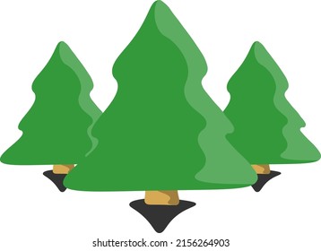 Three Christmas trees in a cartoon style using soft colors