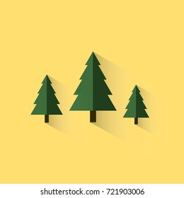 three Christmas trees on a yellow background vector