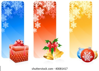 Three Christmas vertical color banners for your design