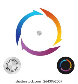 Three circle arrows moving clockwise icon. Arrows around colorful gradient fill symbol. Cycle process, renewal or rotation concept sign - Powered by Shutterstock - Get 15% off with code: PIKWIZARD15
