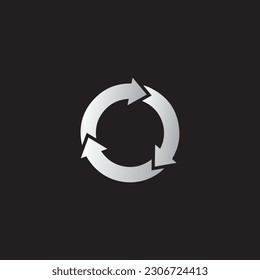 Three circle arrows in a round rotating circular motion flat vector logo design