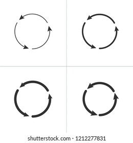 Three circle counter clockwise arrows black icon set . vector illustration isolated on white background.