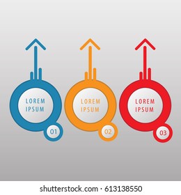 Three circle icons for text. Vector illustration infographics

