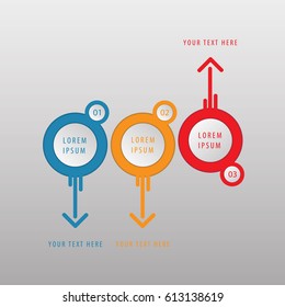 Three circle icons for text. Vector illustration infographics
