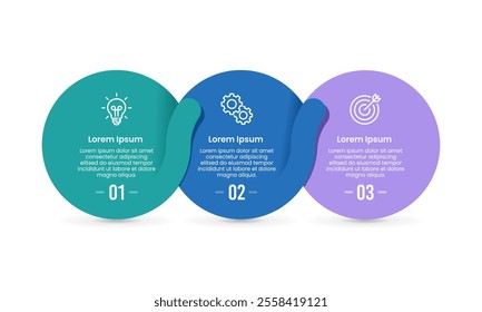 Three circle infographic showing business information. Presentation, Infographic, Data and Strategy. Vector illustration.