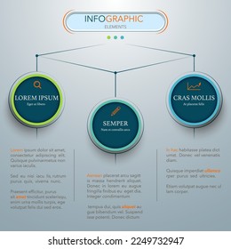 Three circle options or steps pattern. Vector illustration. Can be used for workflow layout, diagram, number options, step up options, web design, infographics
