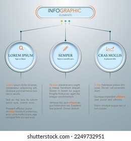 Three circle options or steps pattern. Vector illustration. Can be used for workflow layout, diagram, number options, step up options, web design, infographics