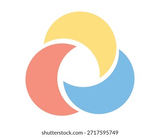 Concepto de diagrama de Venn de tres círculos que representa la superposición y la conexión.