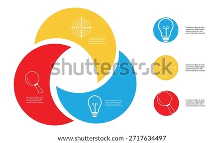 Three Circle Venn Diagram Infographic Chart Template for Business Presentation and Strategy.