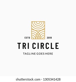 Three circle woodcut logo icon vector template illustration