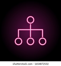Three circles associated with one neon icon. Simple thin line, outline vector of web icons for ui and ux, website or mobile application