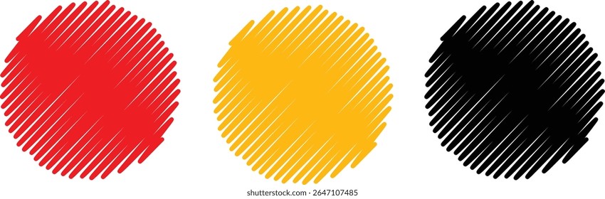 Three circles are displayed side by side against a white background.