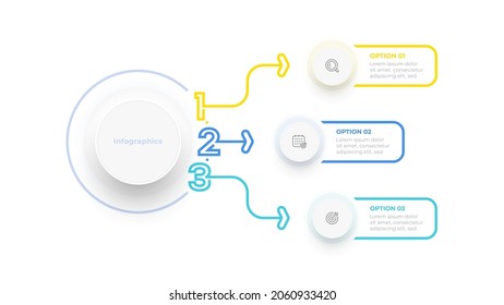 Three circles infographics design with thin line elements. Business template for presentation. 