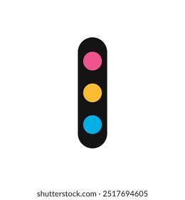 Three Circles logo in an oval. Traffic light icon and settings in electronic devices. Simple logo template.