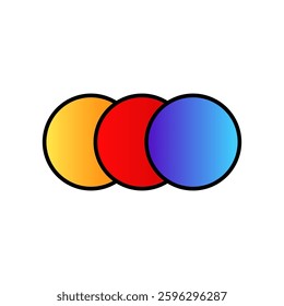 Three circles overlap each other, featuring vibrant yellow, red, and blue shades with bold outlines.