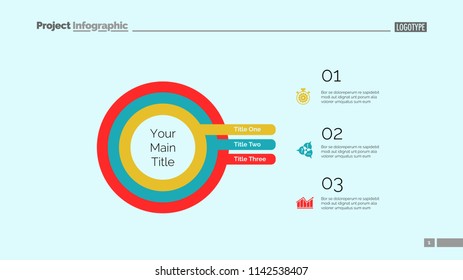 Three circles process chart. Business data. Infochart, diagram, design. Creative concept for infographic, templates, presentation, marketing. Can be used for topics like management, planning, teamwork
