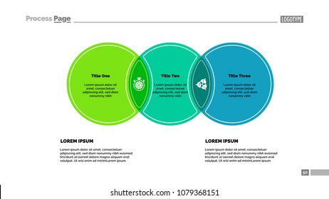 Three circles process chart template. Business data. Abstract elements of diagram, graphic. Promotion, idea, analitics, training or marketing creative concept for infographic, project.