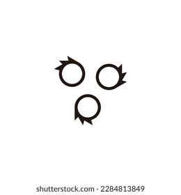 Tres círculos, símbolo geométrico redondeado simple vector de logotipo