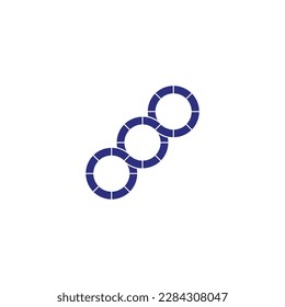 Tres círculos, tecnología, símbolo geométrico moderno simple vector logo