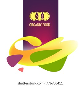 Three circles that resemble plate with tree and leaf. Concept fresh organic meal in local farmer market. Logo for vegan restaurant. Delivery for vegetarian organic food business. Vector illustration