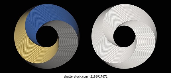 Three circles woven into one  Color   colorless creative concept icon  logo tattoo  Blue   yellow color like Ukraine flag 