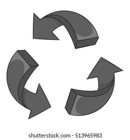 Three circular arrows icon in black monochrome style isolated on white background. Click and choice symbol vector illustration