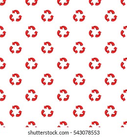 Three circular arrows pattern. Cartoon illustration of three circular arrows vector pattern for web