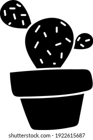 Three circular cactuses in a pot, illustration, vector on white background.