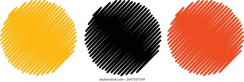 Three circular shapes are displayed side-by-side against a white background. 