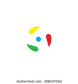 three circular water drops, colorful simple symbol logo vector