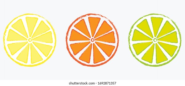 Vektorillustration von drei Zitrusfrüchten