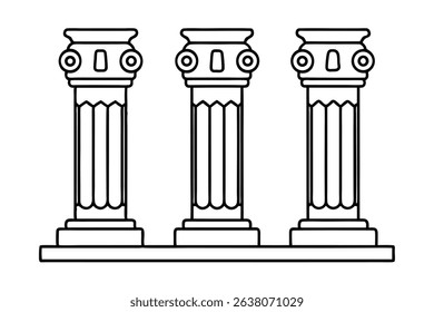 Three classic line drawing columns architectural design