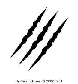 Three claw scratches mark. Wild animal, monster, or beast rip slash. Predator tear trace vector graphic