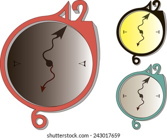 three clocks on white