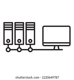 Three cloud servers. Computer Server icon vector illustration