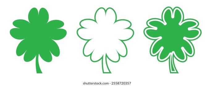 Three Clover Leaf Variations: Solid, Outline, and Inverted Design.