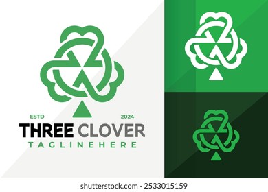 Three Clover Leaves Logo Icon Vector Design. Creative simple logos designs illustration