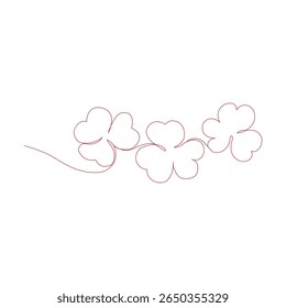 Three clovers contour vector illustration. Good luck floral symbol isolated on white background