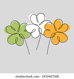 Three clovers painted in the color of ireland. St patrick day print on grey