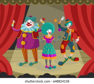 three clowns on stage